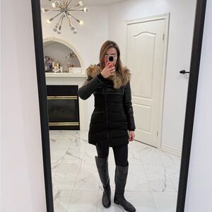 RUDSAK Black Puffer Coat with Fur Trim